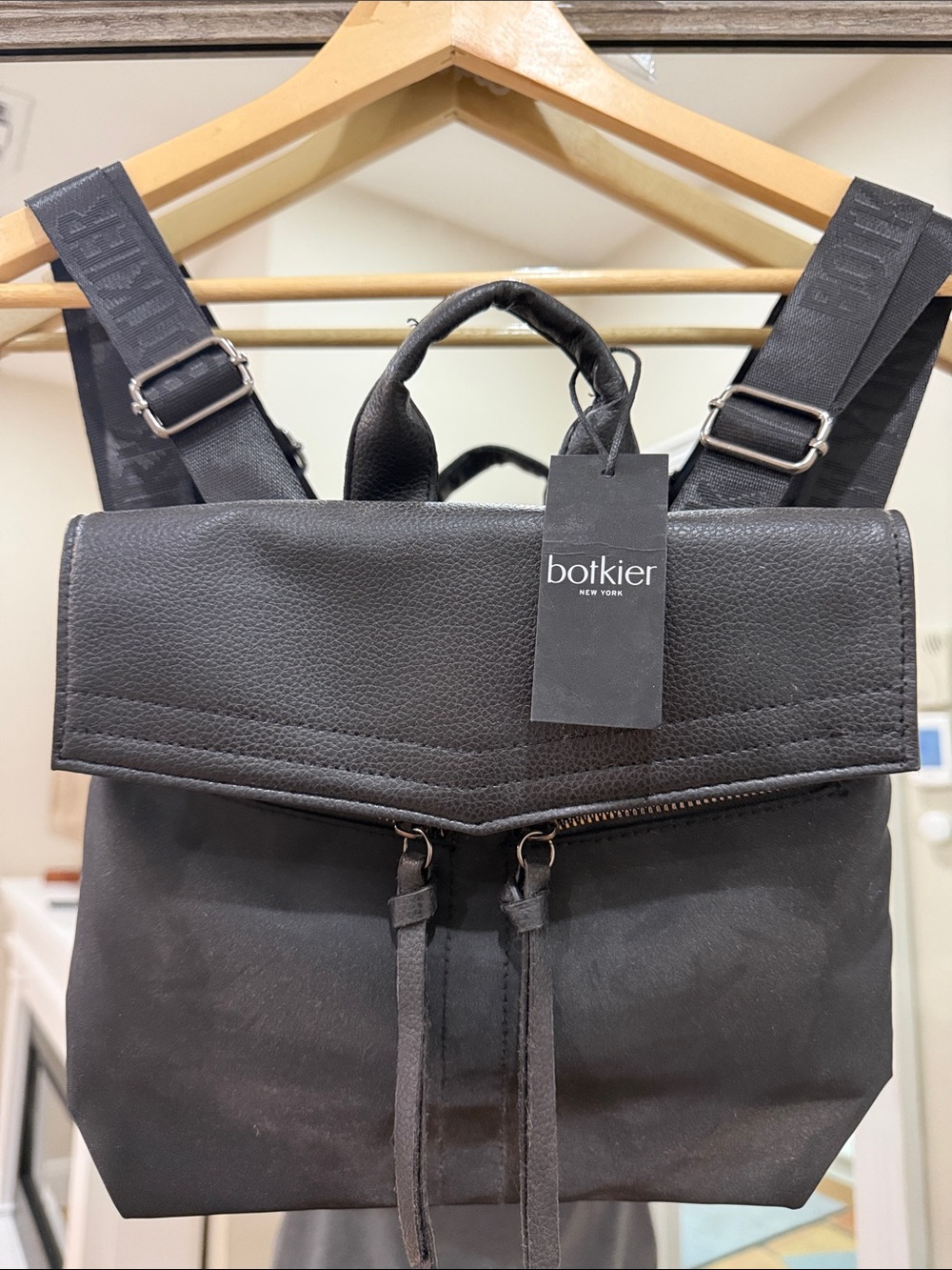 New Botkier Black Leather-Trim Backpack